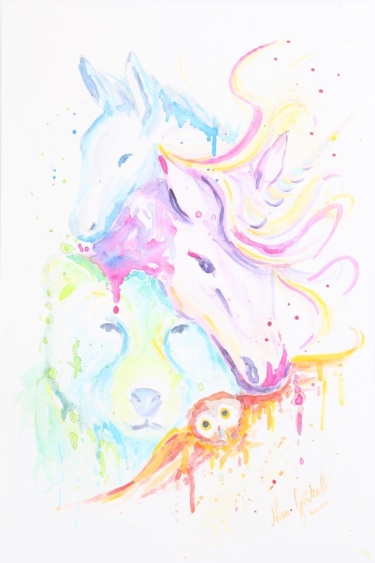 aquarell krafttiere esel einhorn baer waldkautz aquarell krafttiere esel einhorn baer waldkautz