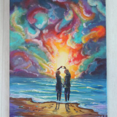 original acryl auf leinwand bunte wolken