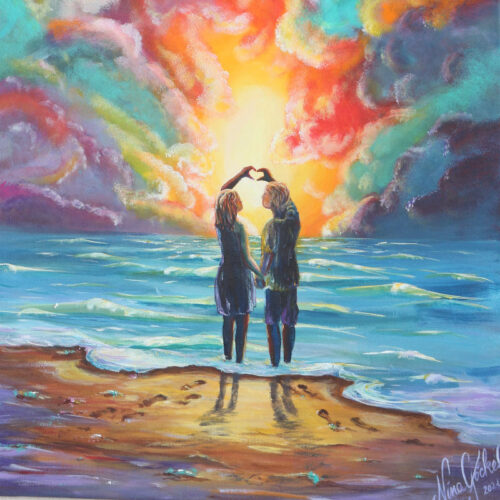 original acryl auf leinwand bunte wolken