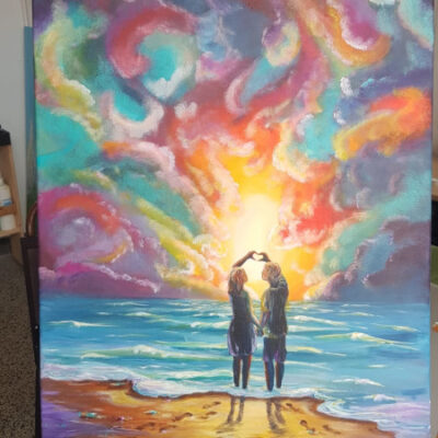 original acryl auf leinwand bunte wolken