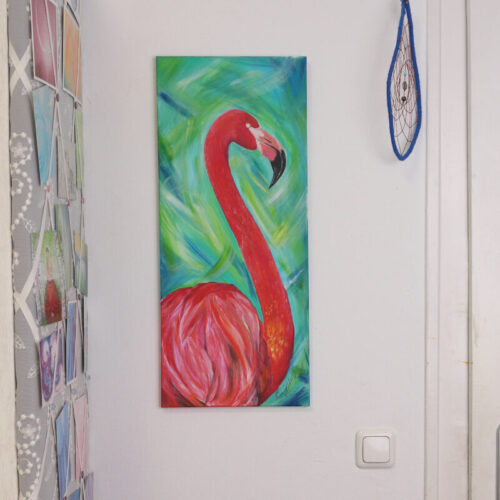 original acryl auf leinwand krafttier flamingo