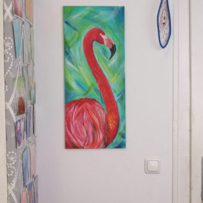 original acryl auf leinwand krafttier flamingo