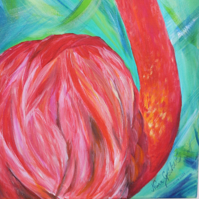 original acryl auf leinwand krafttier flamingo detail