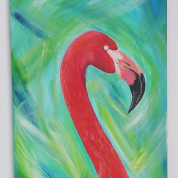 original acryl auf leinwand krafttier flamingo detail