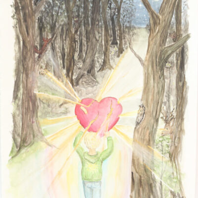 original aquarell liebe ist staerker als angst