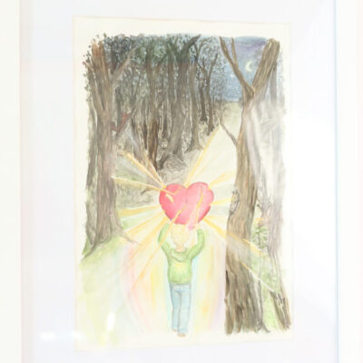 original aquarell liebe ist staerker als angst gerahmt