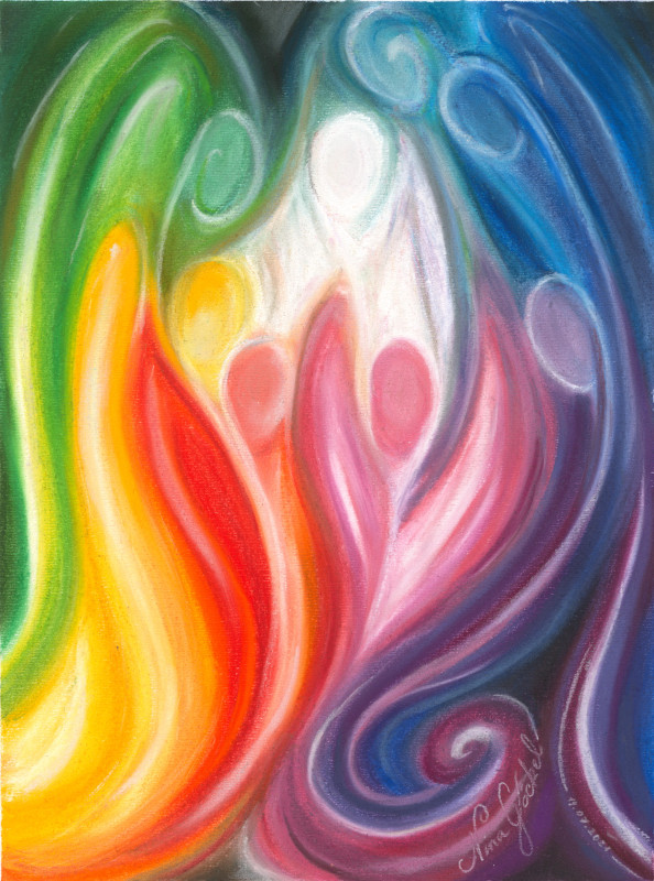 original pastellmalerei gemeinschaft der engel zugeschnitten