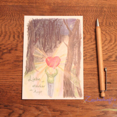 postkarte a liebe ist staerker als angst vorderseite