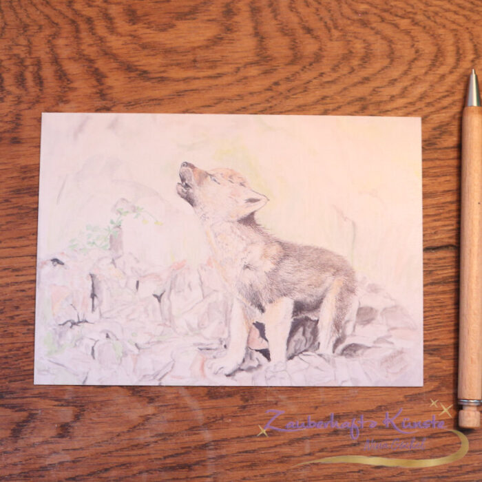 postkarte a kleiner wolf vorderseite produktbild