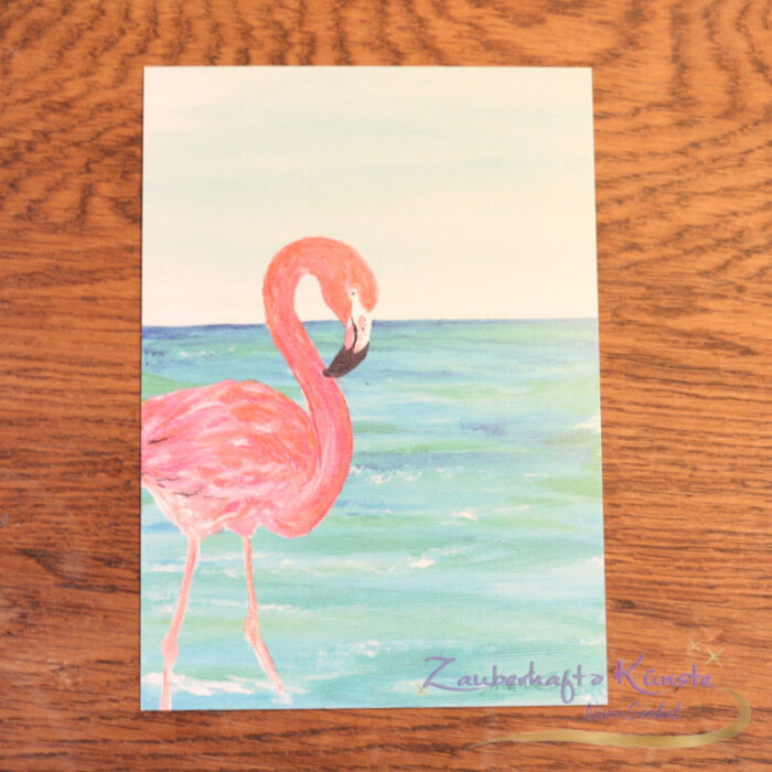 postkarte a krafttier flamingo vorderseite produktbild