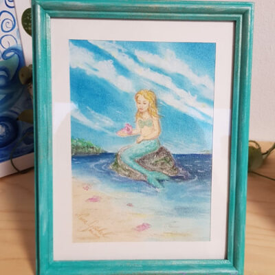 pastellkreide zeichnung kleine meerjungfrau gerahmt nina goeckel