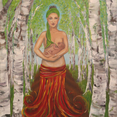 acryl leinwanddruck uebermalt weibliche urkraft nina goeckel