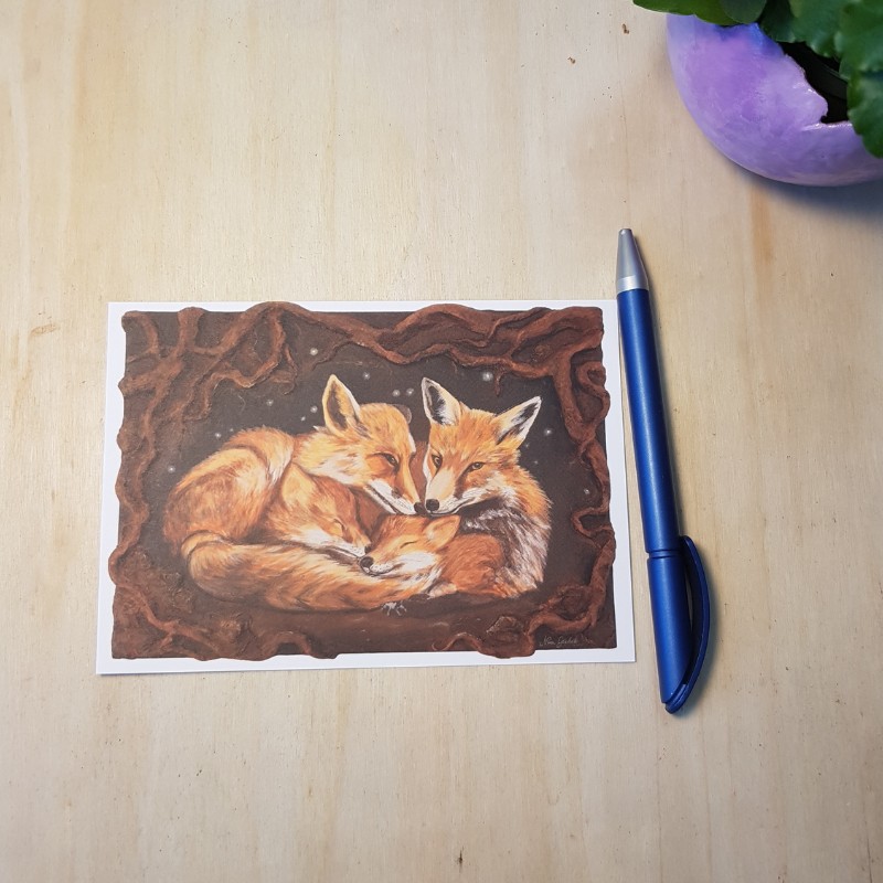 postkarte fuechse im bau vorne a zauberhafte kuenste