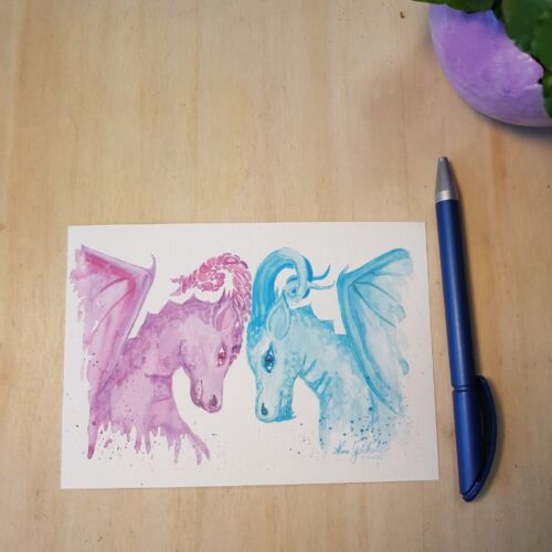 postkarte zwei drachen vorne a zauberhafte kuenste