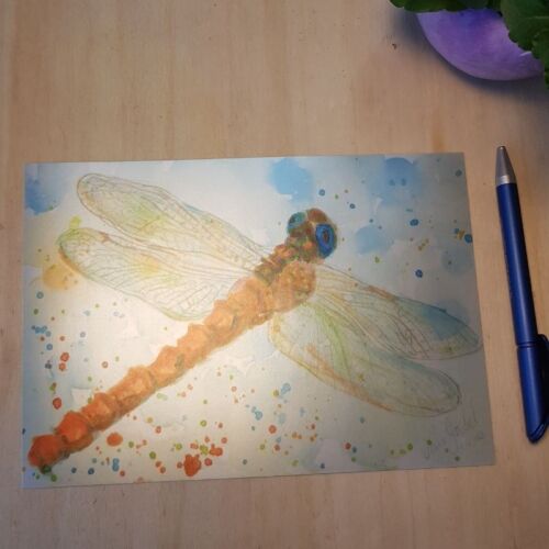 postkarte krafttier libelle vorne metallic a zauberhafte kuenste