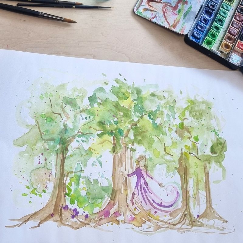 "Selbstwirksamkeit" Fine Art Kunstdruck 3 selbstwirksamkeit original gemaelde aquarell nahaufnahme nina goeckel